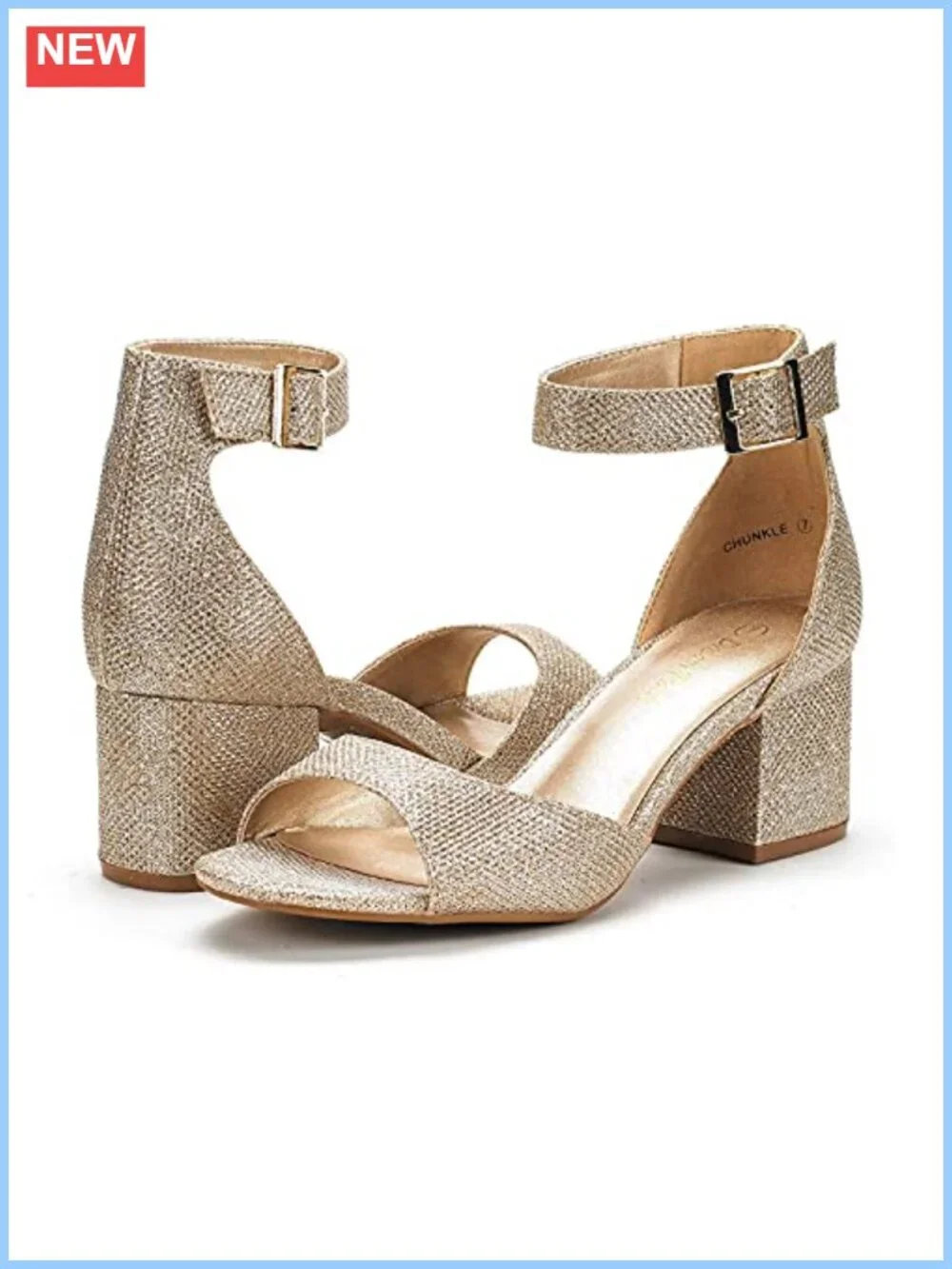 Womens Chunky Heel Sandals Open Toe Ankle Strap Dress Wedding Shoes